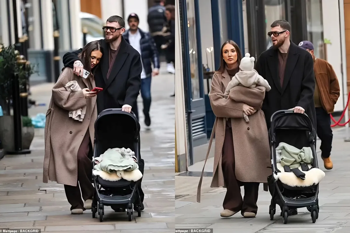 Megan Mckenna and her footballer fiance Oliver Burke enjoy lavish stay at £930 a night Claridges Hotel in London with their baby boy as they return from Germany to visit family liennhi