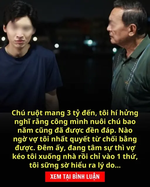 Hí hửng định nhận 3 t:ỷ từ chú r:uộ:t nhưng vợ lại nhất quyết từ chối. Rồi cô ấy chỉ vào 1 thứ ở góc nhà khiến tôi s:ữn:g s:ờ hiểu ra lý do