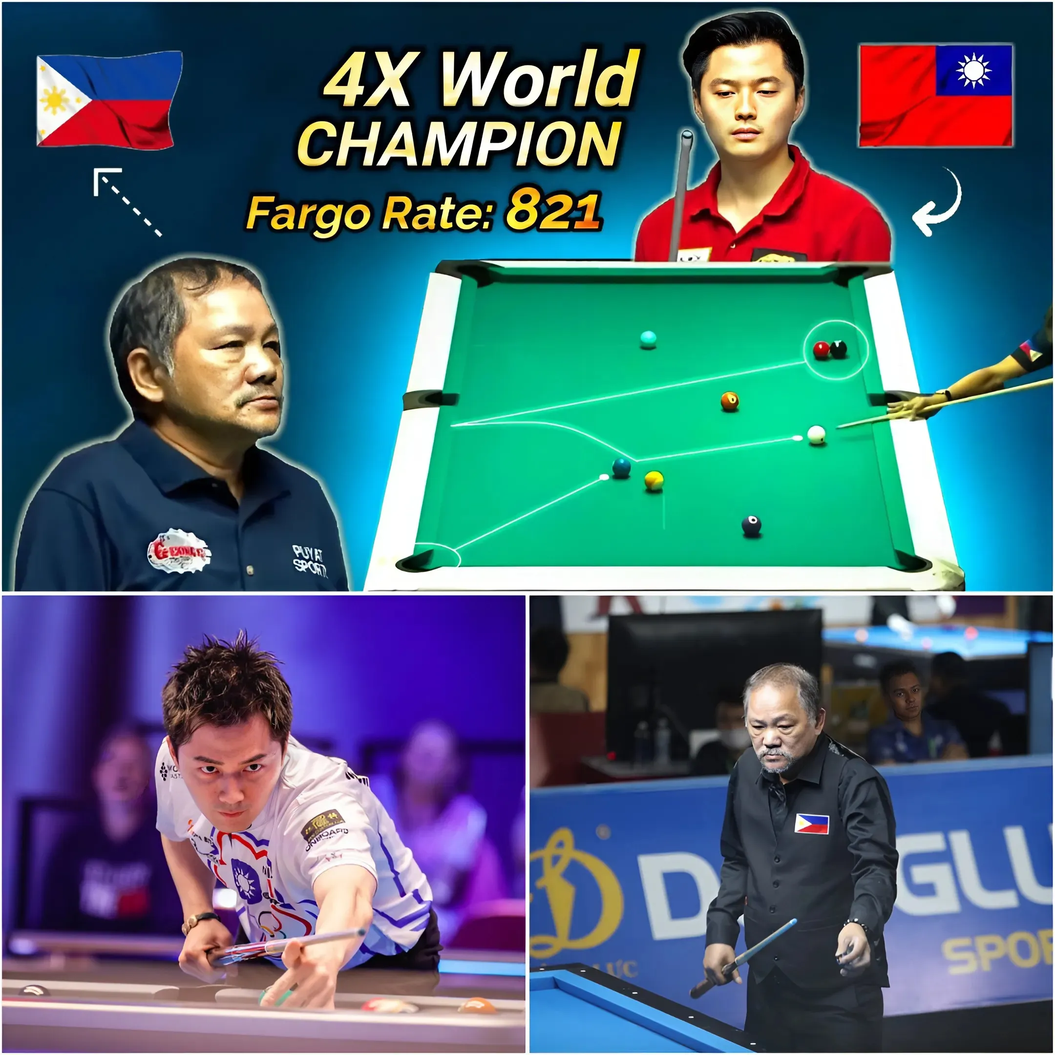 The confrontation between the legendary Efren Reyes and the talented young player from Taiwan created an unforgettable match. With spectacular shots and unexpected situations, the match brought the audience to experience dramatic emotions!