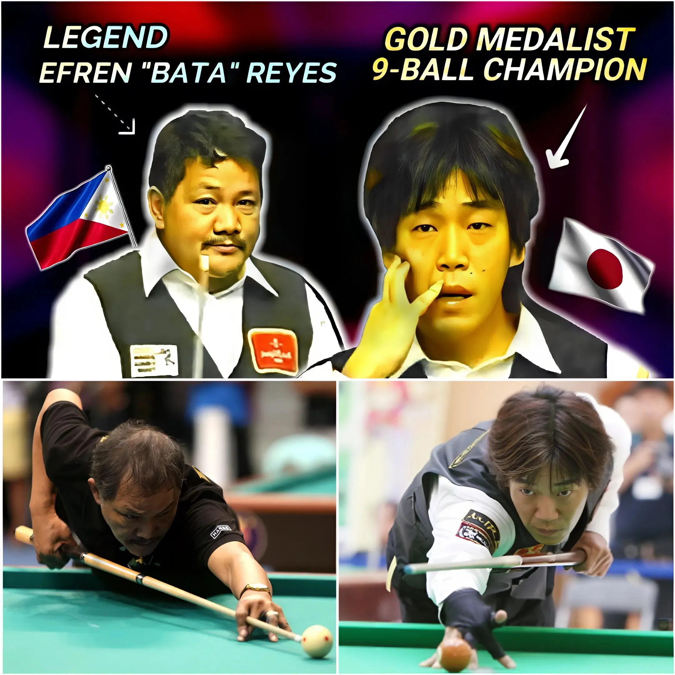 Unbelievable Fight: Efren 'BATA' Reyes Faces Off Against Japanese Olympic Champion and Japanese 9-Ball Champion!