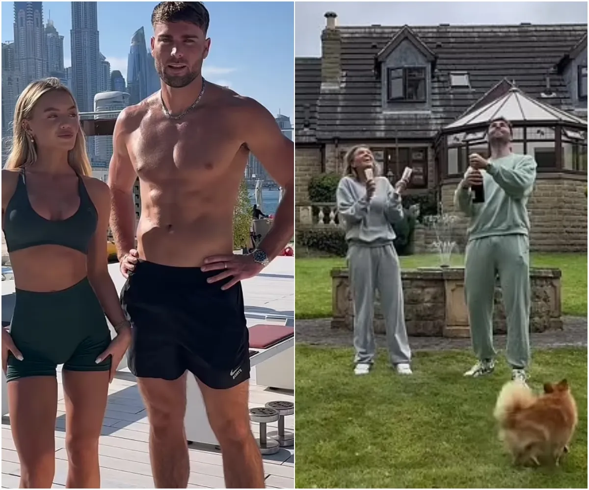 Love Island's Molly Smith flaunts her toned physique in green gym wear as she shares a sizzling exercise clip with boyfriend Tom Clare in Dubai - suong