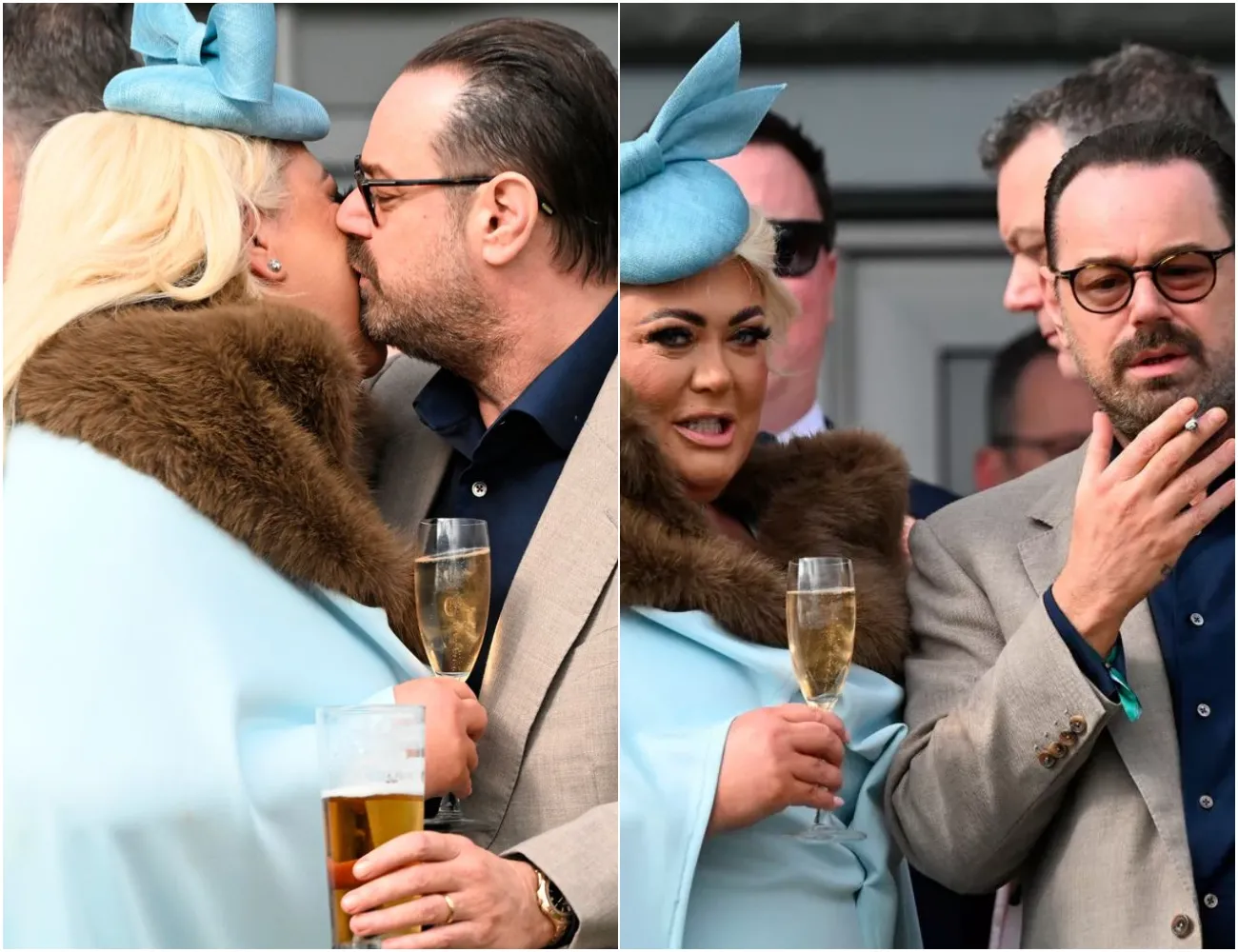 Danny Dyer and Gemma Collins kiss at Cheltenham as they celebrate race win - suong