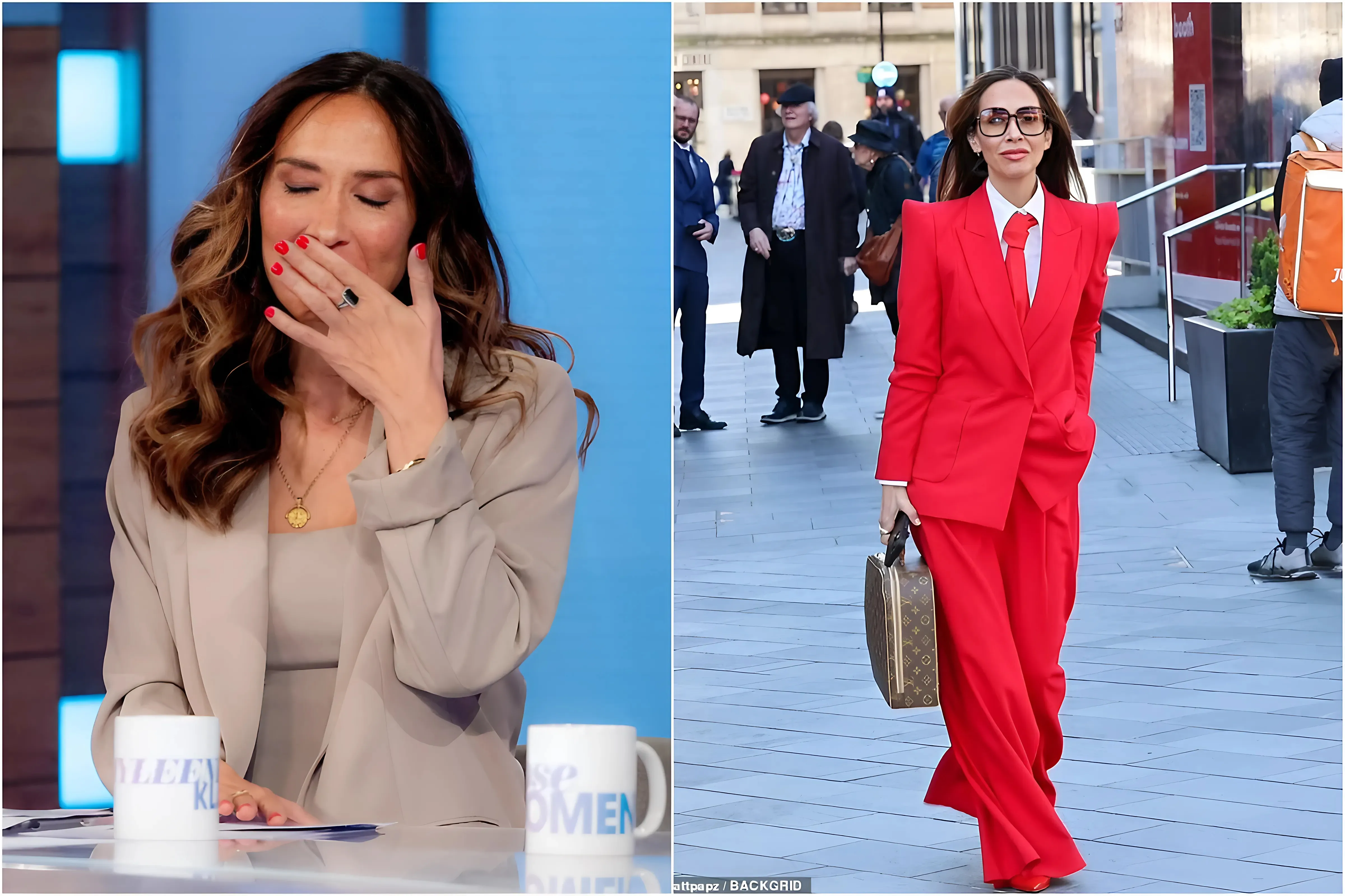Myleene Klass Radiates Elegance in Vibrant Red Suit for Smooth Radio Duties at 46! trucc