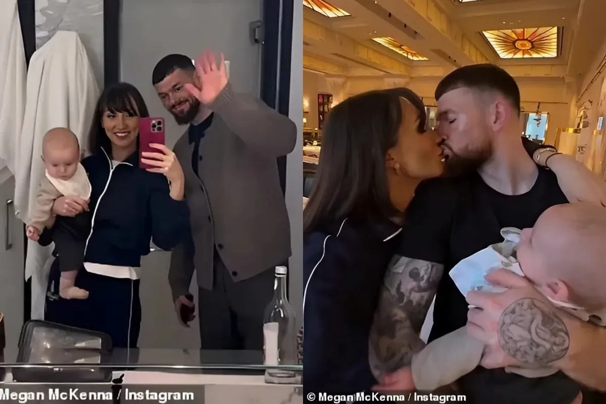 Megan McKenna and baby son Landon are reunited with fiancé Oliver Burke after 3 weeks apart as she gets fitted for her wedding dresses in London liennhi