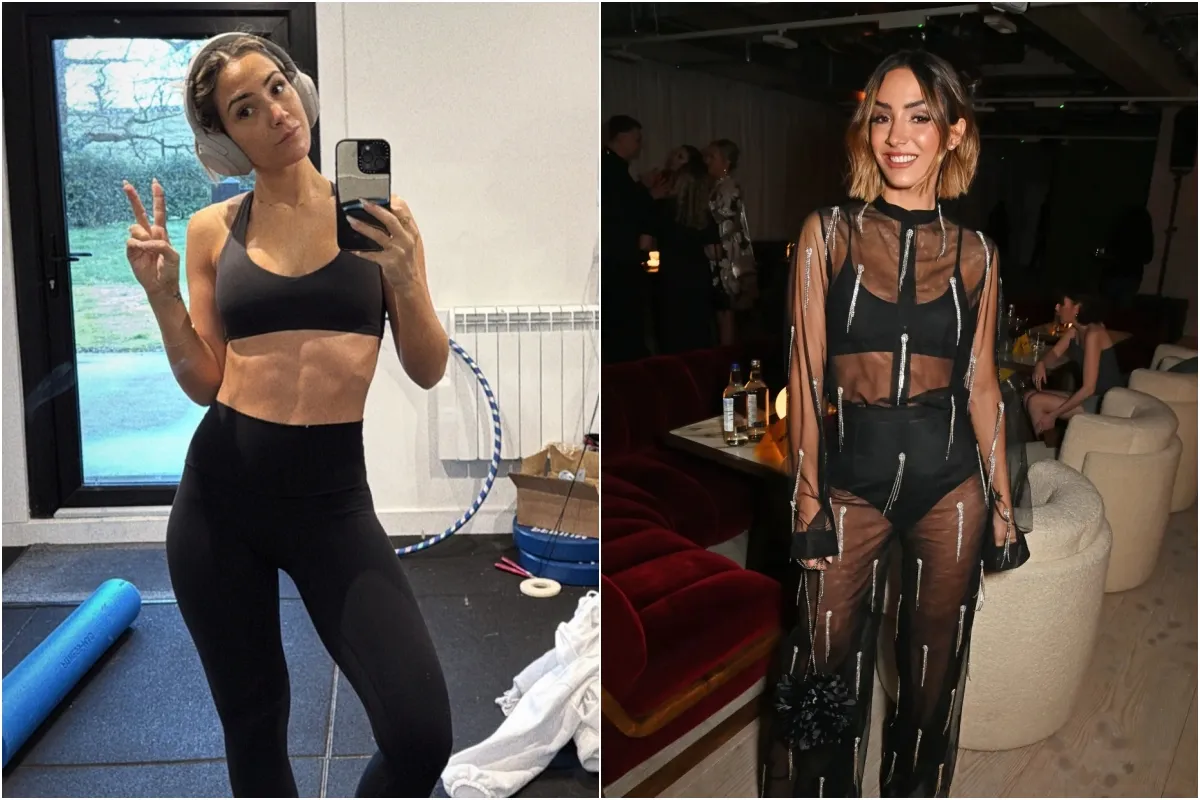 Frankie Bridge shows off incredible abs after workout in home gym ngocc