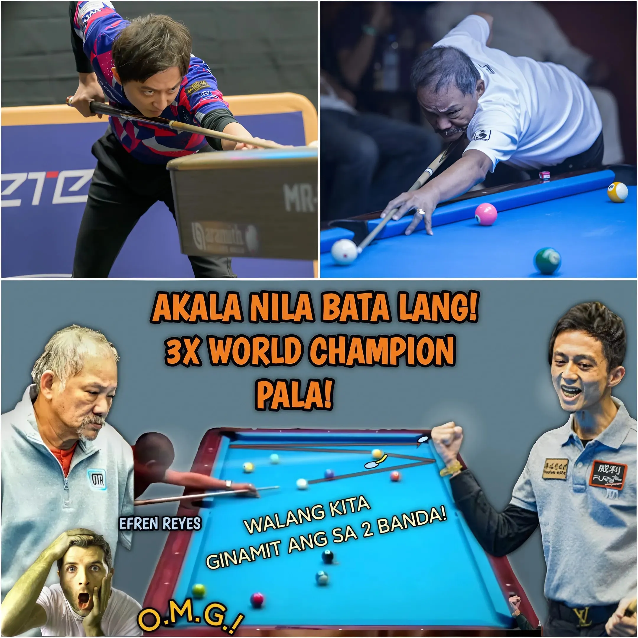 🔥 They thought he was just a kid! It turns out that a very good 3X World Champion was pitted against Efren Bata! But Magician didn't let himself be left behind, fighting alongside the young 3X World Champion...