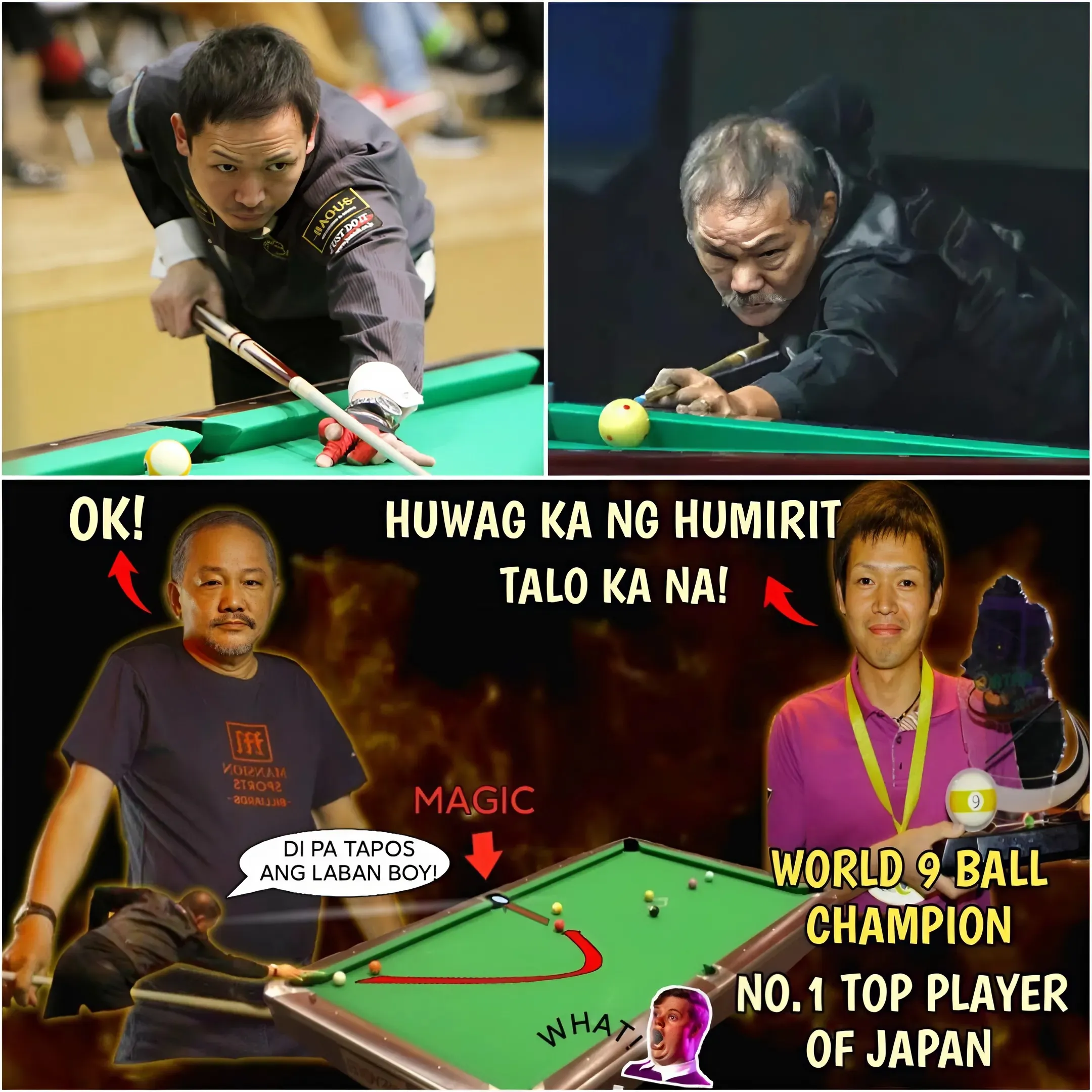 🔥 Super Intense head to toe Thrilling Semi-Final Match! They thought Efren Bata would not be able to do anything anymore! because he is old but Magician Efren Bata kept up with the power of the World Champion of Japan and shocked everyone with his shots!
