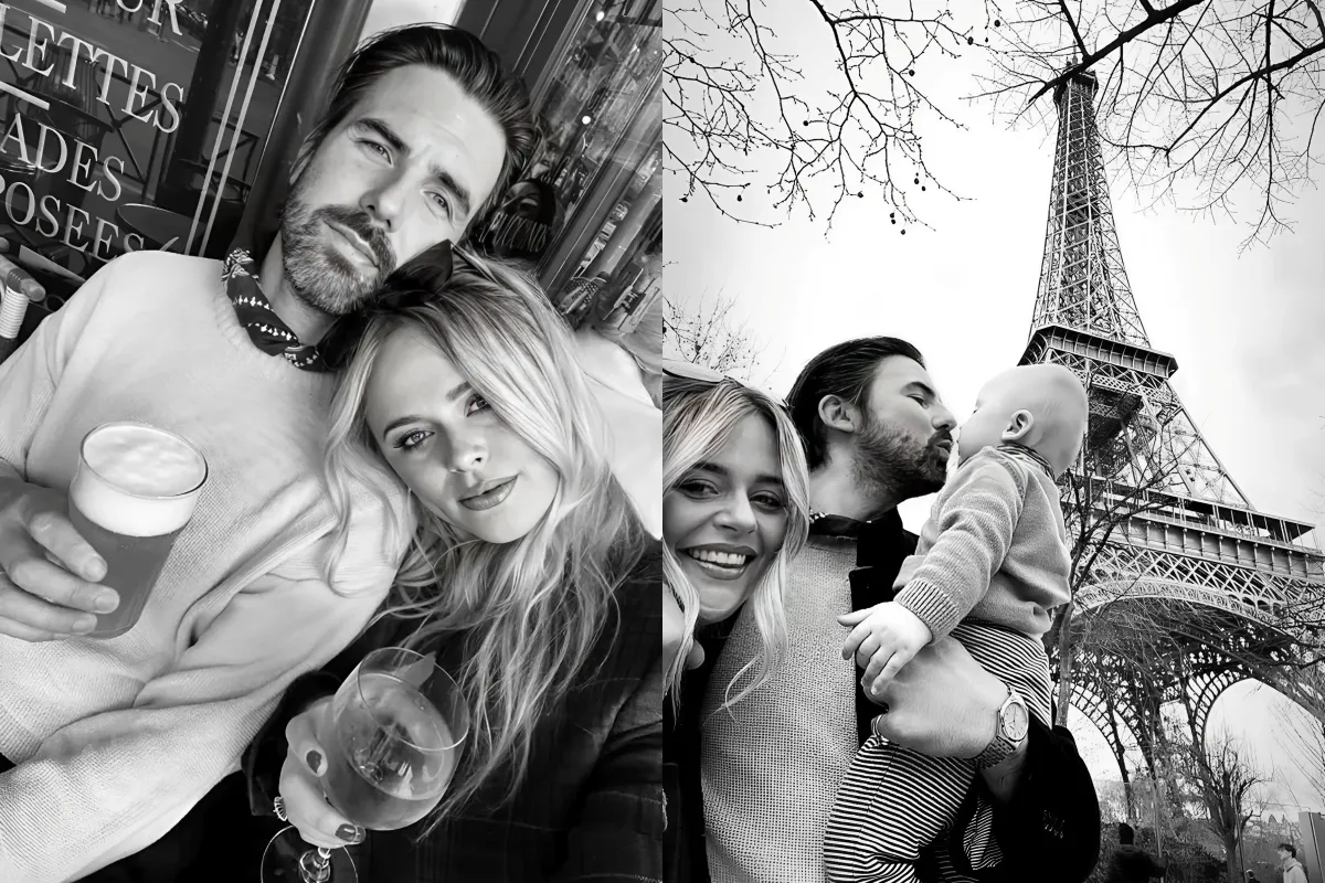 Emily Atack cosies up to boyfriend Alastair on romantic Paris trip as they take baby son to the Eiffel... ngocc