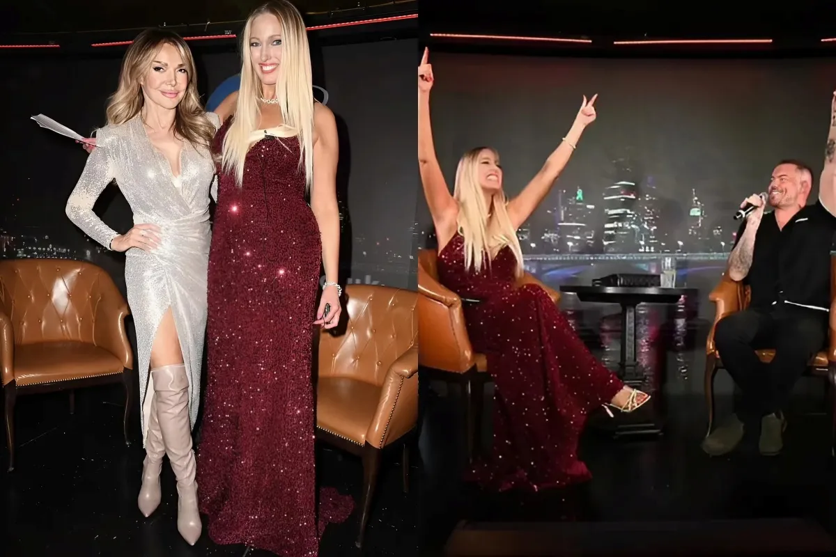 Hayley Palmer stuns in a red sequin dress as she hosts fun-filled Saturday Night talk show with glam Lizzie Cundy and TOWIE star Bobby Norris liennhi