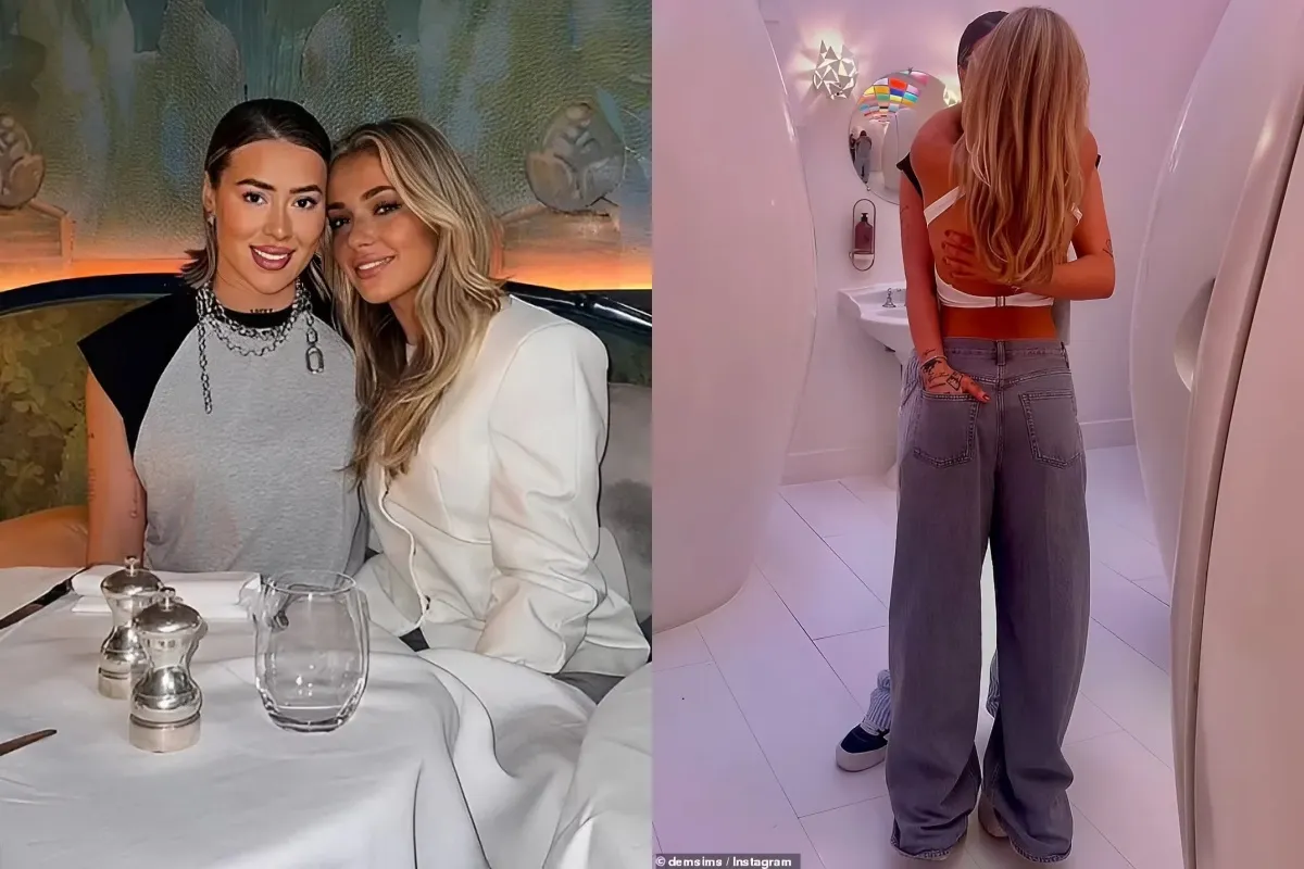 Demi Sims shares steamy snaps with new girlfriend Jazz Saunders as the couple passionately kiss in toilets of posh London restaurant liennhi