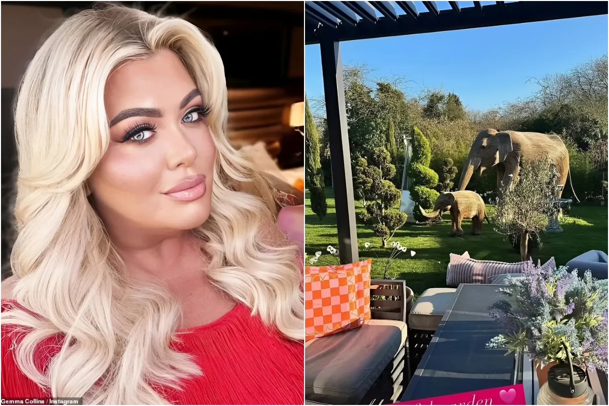 Gemma Collins leaves fans stunned as she shares sun-soaked glimpse of her VERY lavish garden with HUGE elephant ngocc