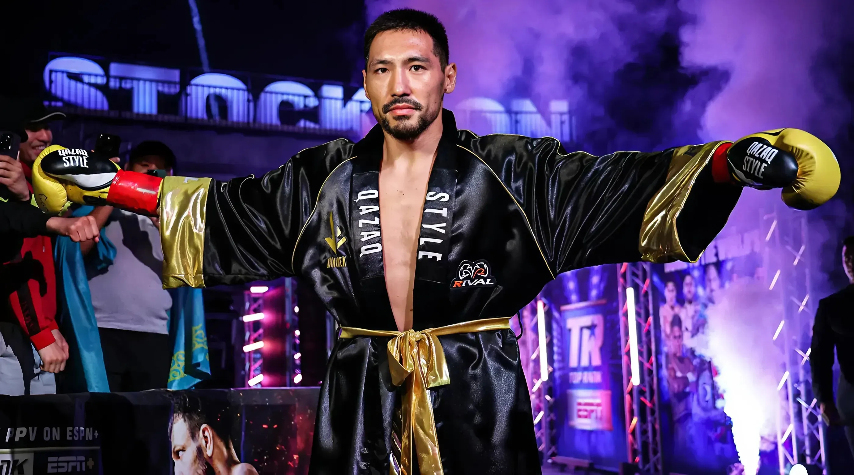 Janibek Alimkhanuly dominates Anauel Ngamissengue, scoring round five knockout trucc