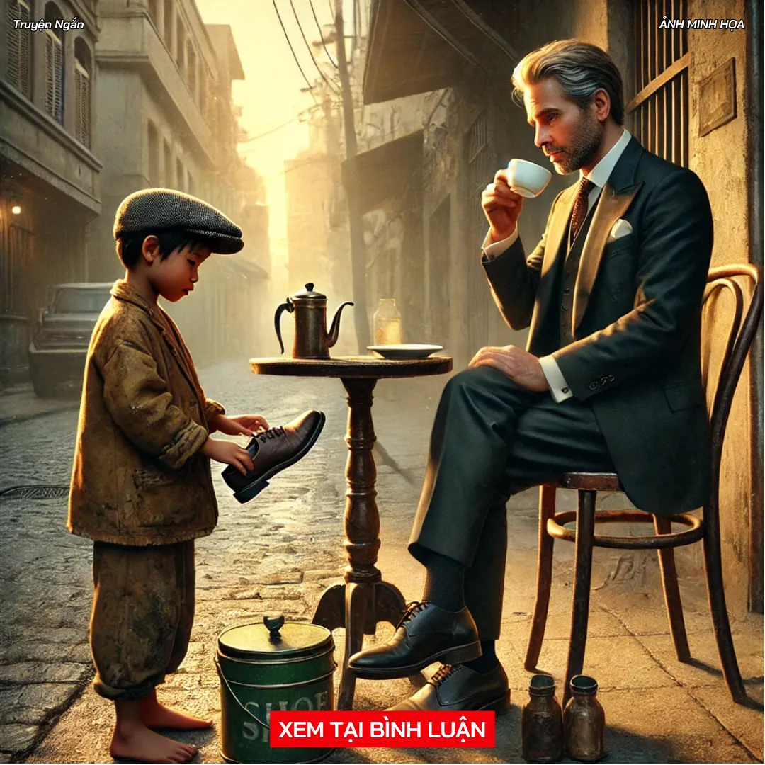 Chủ tịch đi uống cà phê gọi cậu bé tới đánh giày. Nào ngờ lúc thanh toán lại rơi tấm ảnh kỷ niệm. Cậu bé nhặt lên, nhìn tấm ảnh và nói câu khiến chủ tịch ch:ế:t l:ặng...