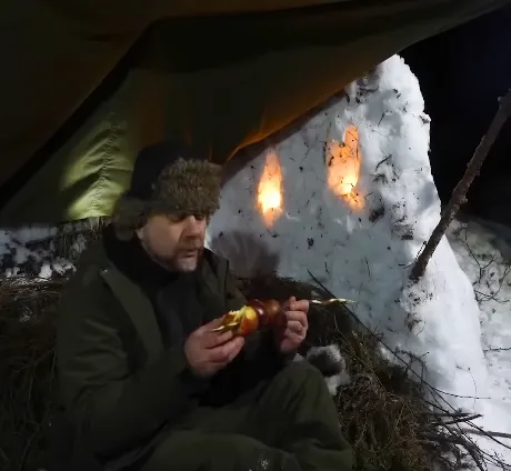 Camping Alone in the Snowy Forest – A Cold Windy Night