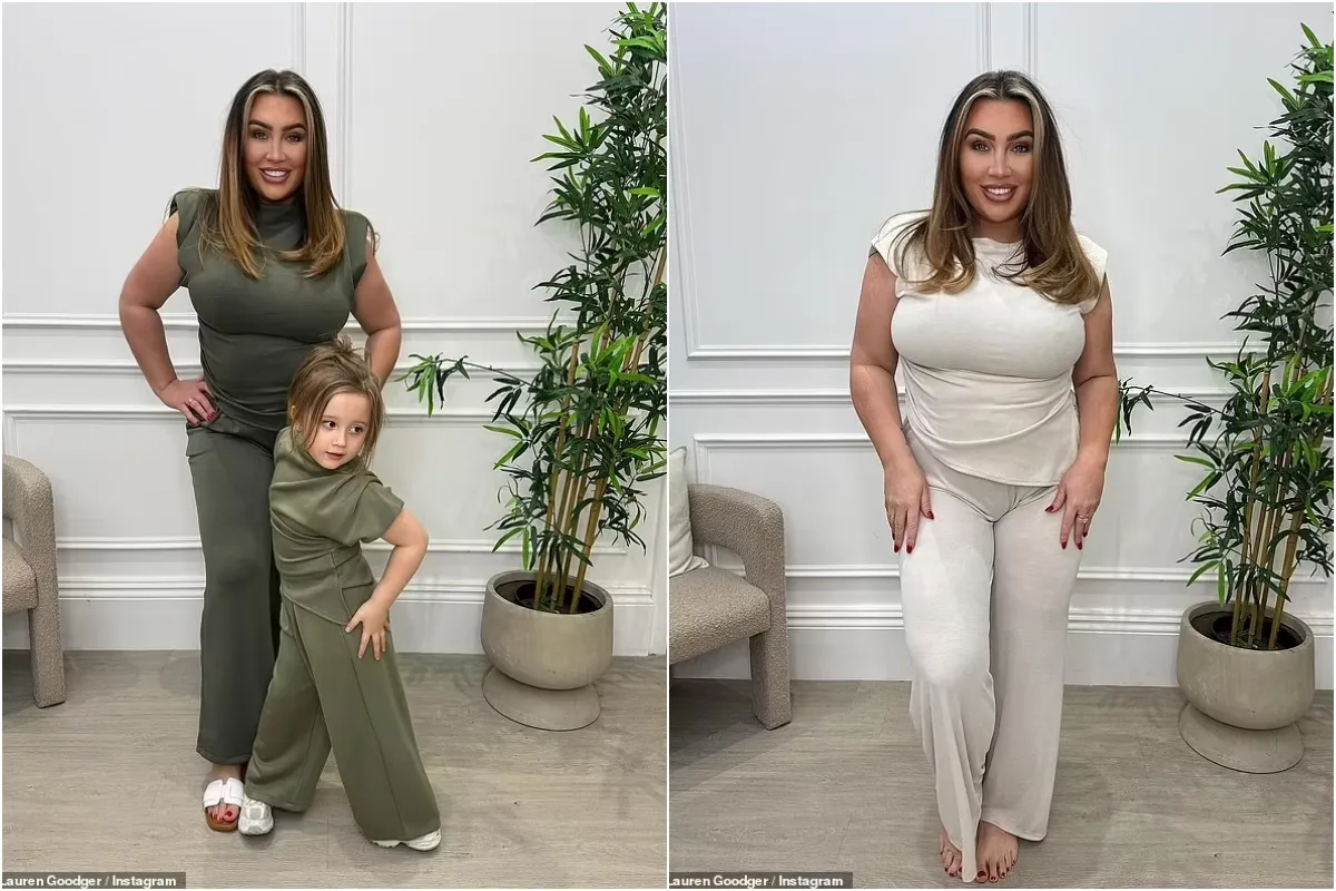 Lauren Goodger shows off her curves in white co-ord as she poses with sassy daughter Larose, 3, while promoting her fashion range ngocc