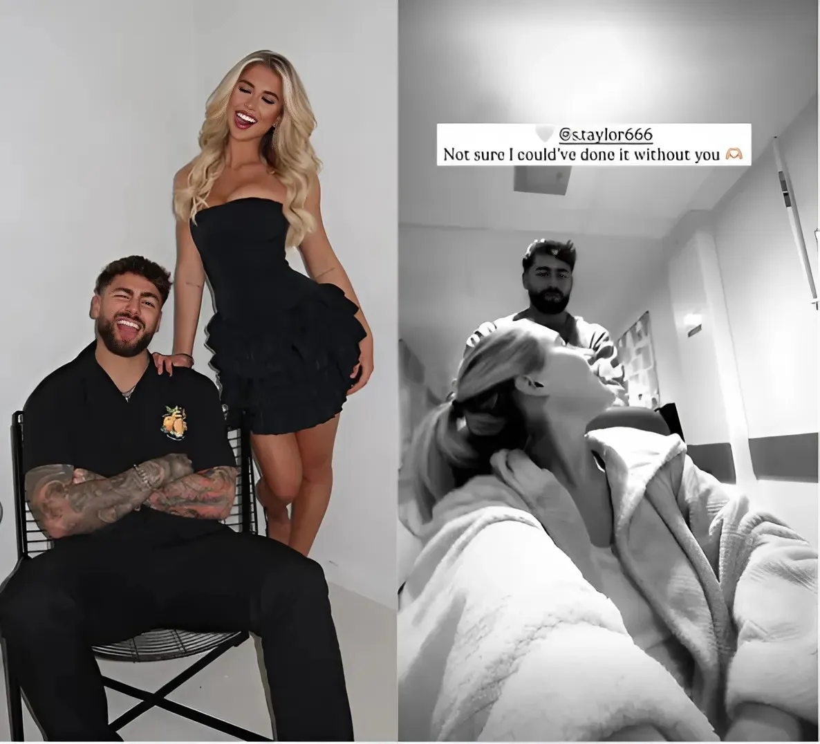 Love Island star’s girlfriend rushed to hospital in terrifying health scare as he pushes her in wheelchair