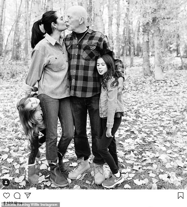 Bruce Willis, 65, kisses his wife Emma, 42, while posing with daughters Mabel and Evelyn in rare family images shared on Thanksgiving Bruce Willis, 65, kisses his wife Emma, 42, while posing with daughters Mabel and Evelyn in rare family images shared on Thanksgiving