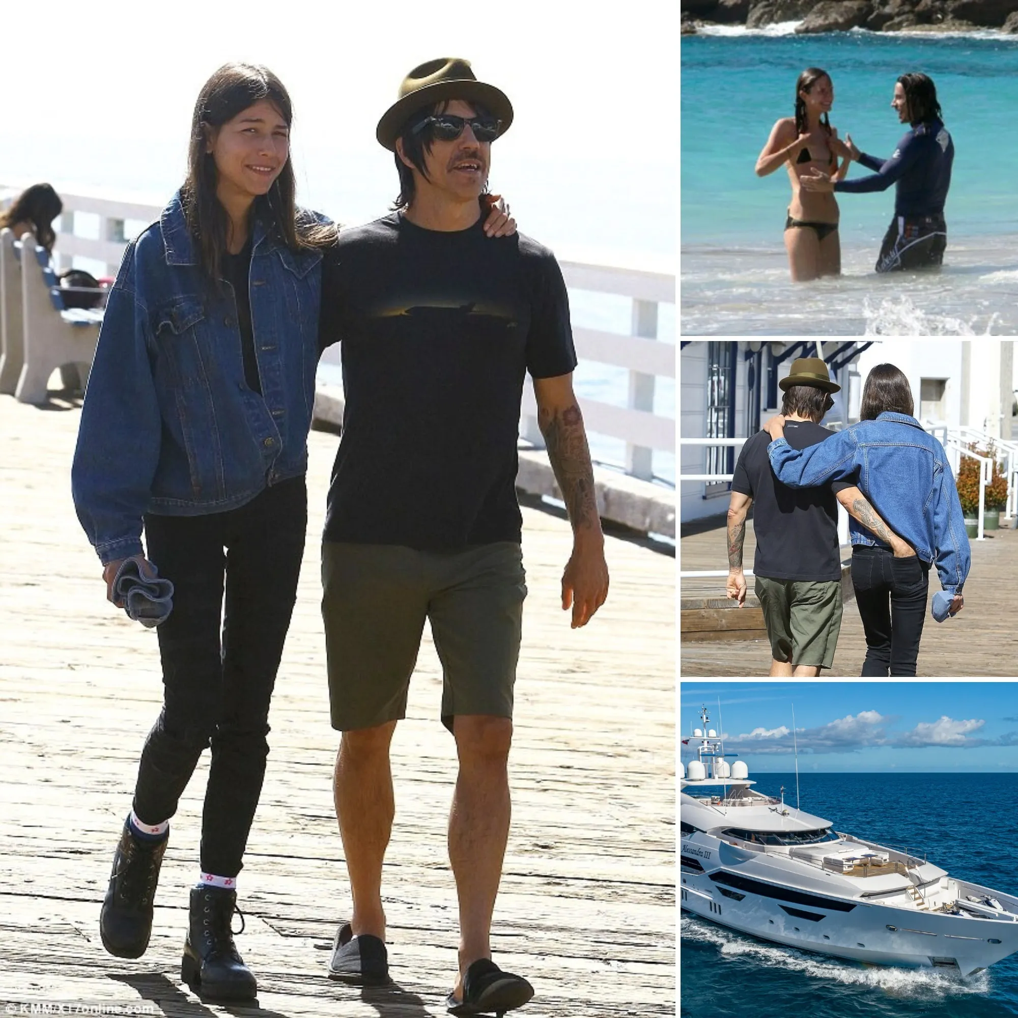 Anthony Kiedis, 61, and his Australian lover Helena Vestergaard, 20, walk together down Malibu Pier to board his $26 million private yacht