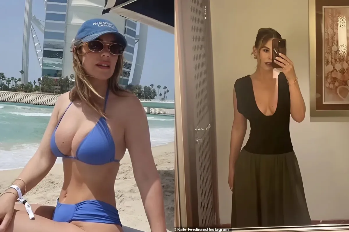 Kate Ferdinand showcases her jaw-dropping figure in blue bikini as she soaks up the sun during Dubai holiday liennhi