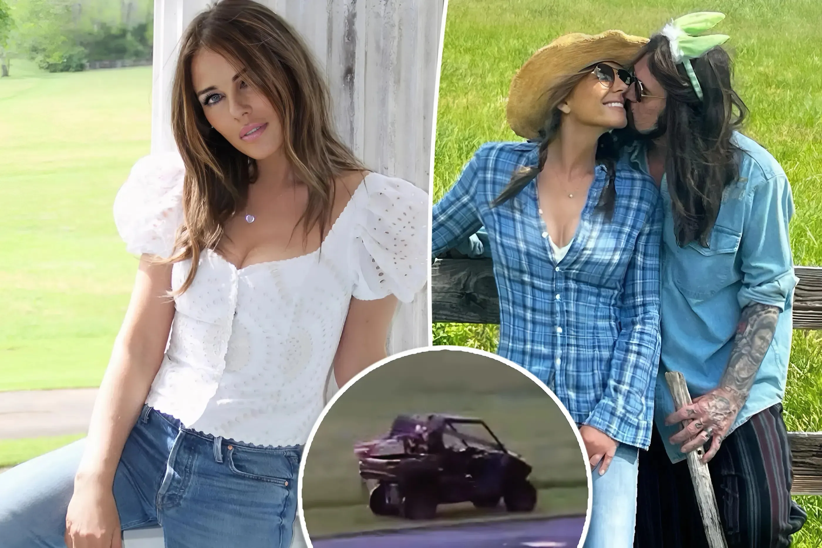 Elizabeth Hurley and Billy Ray Cyrus ride off into the sunset after revealing romance Elizabeth Hurley and Billy Ray Cyrus ride off into the sunset after revealing romance