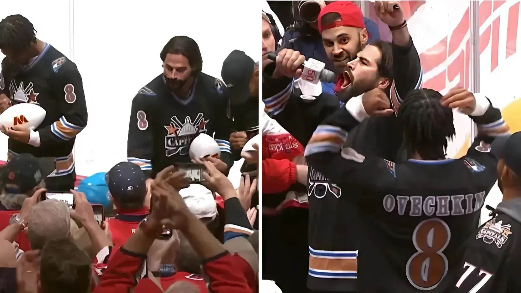 Commanders QBs Throw Footballs into Crowd at Capitals Match trucc