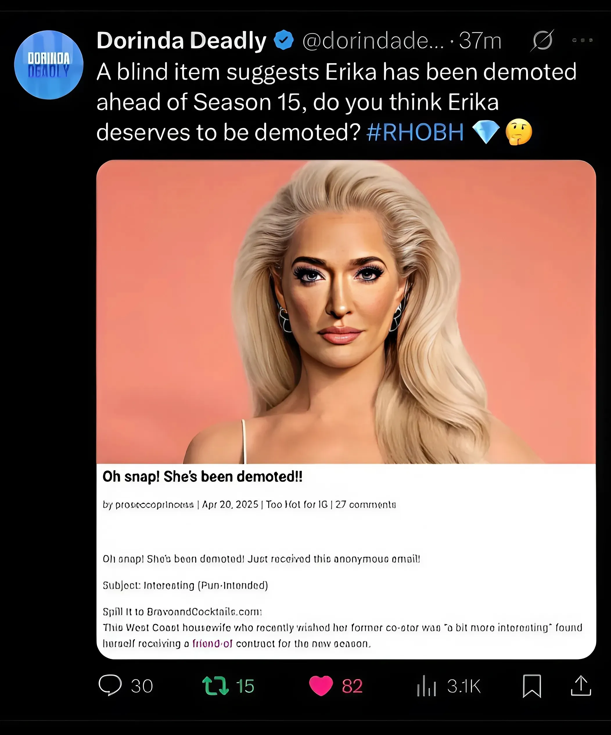 RHOBH BOMBSHELL: Erika Jayne Reportedly Demoted Ahead of Season 15!