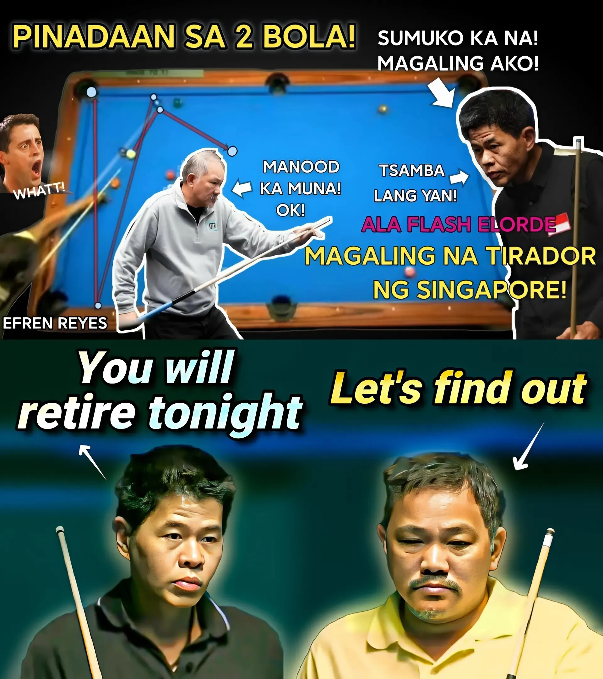 69 years old but still a LEGEND! Efren 'Bata' Reyes shocks Singapore's SEA Games champion!