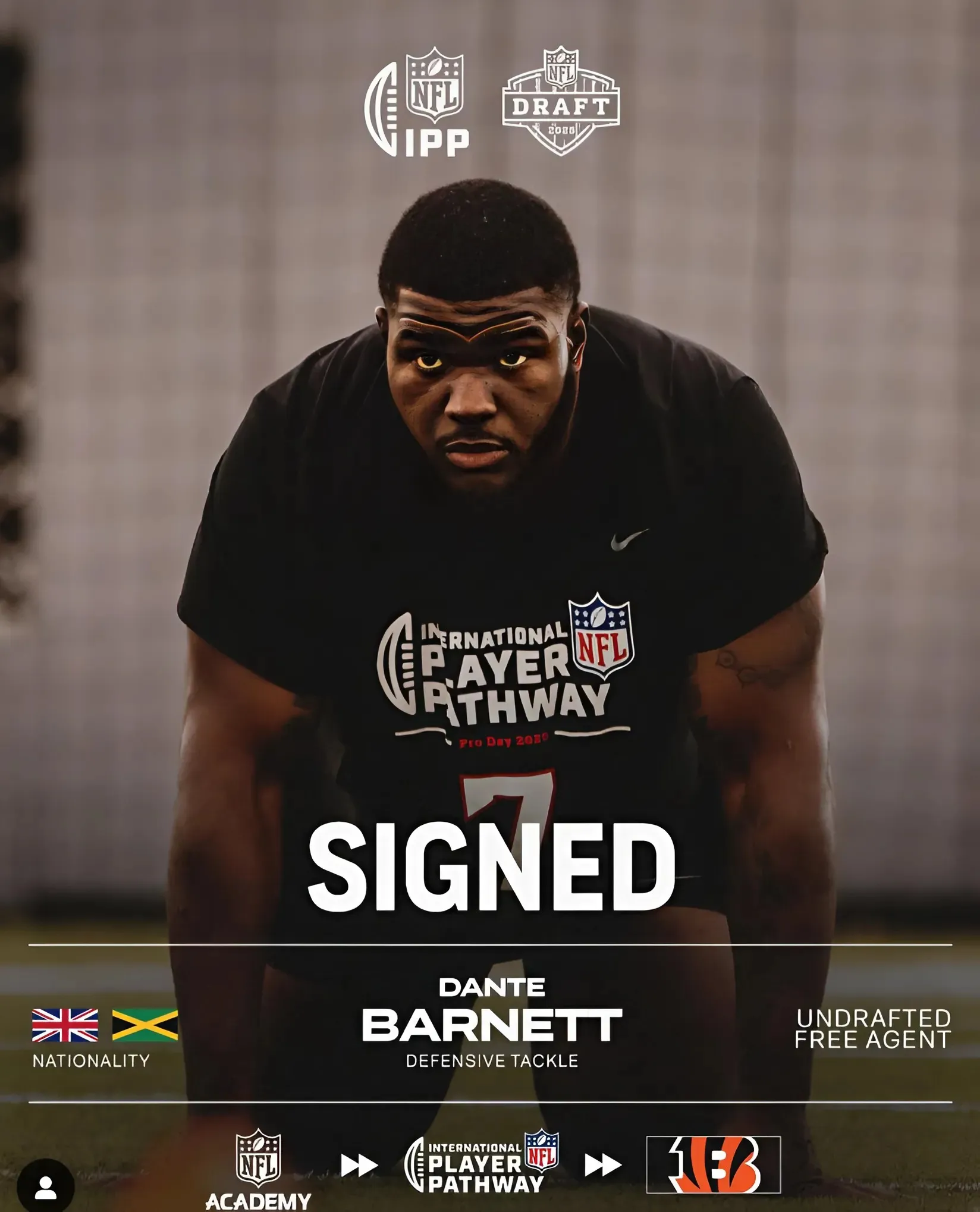 Filed under: Bengals sign international prospect Dante Barnett