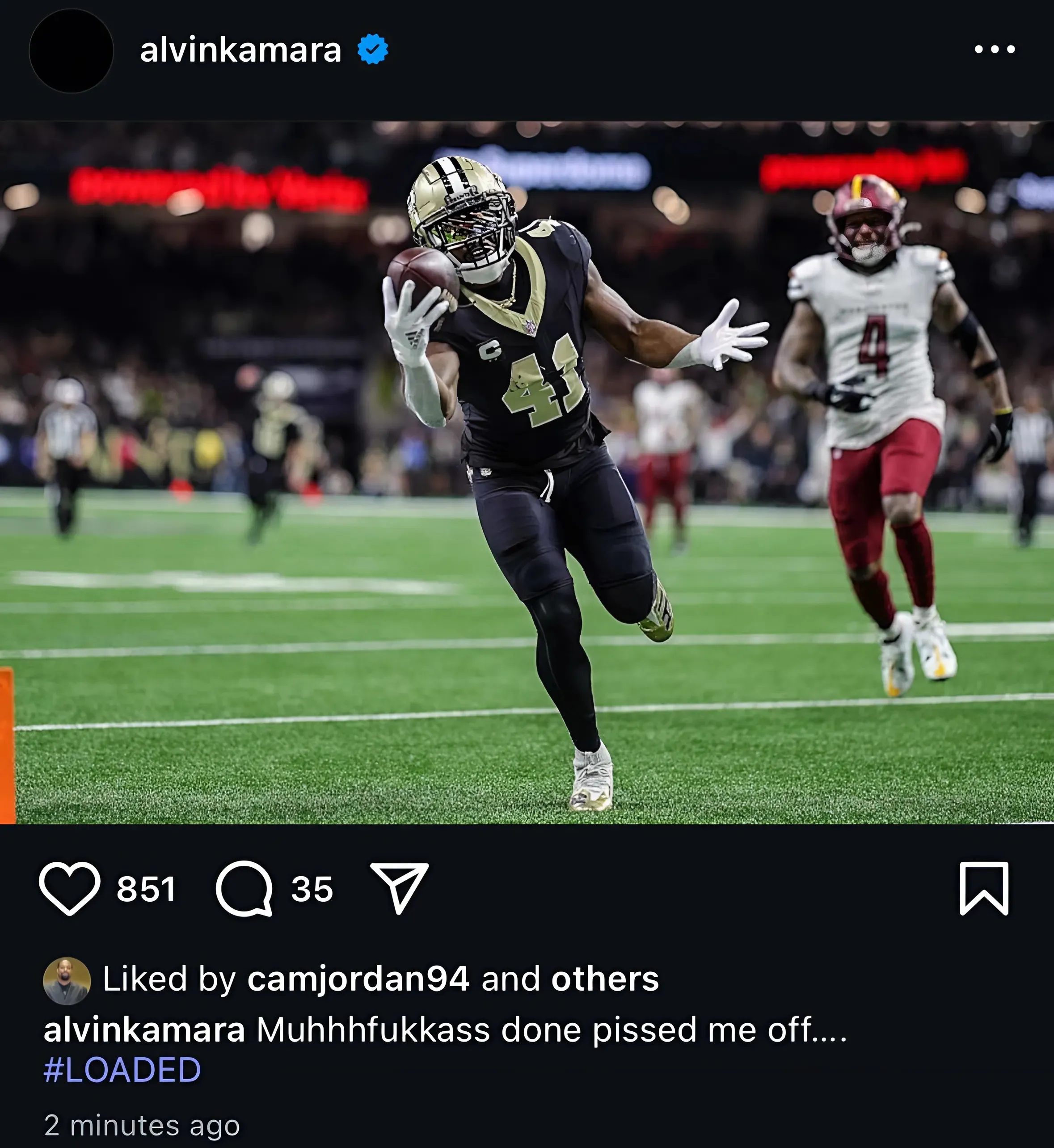 Running back Alvin Kamara's latest ominous social media post shouldn't scare Saints fans too much right now