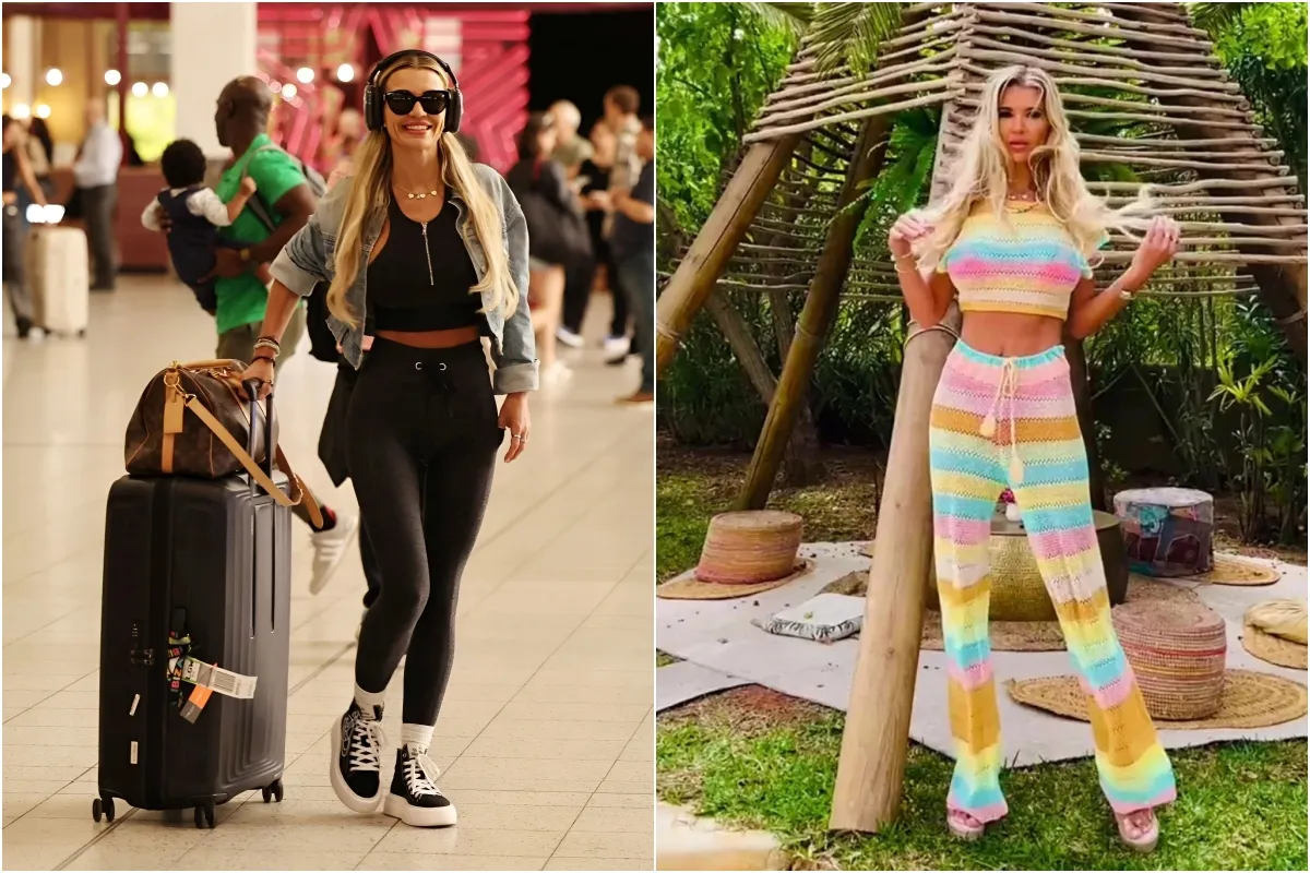 Christine McGuinness smiles as she arrives home after quitting Celebs Go Dating ngocc