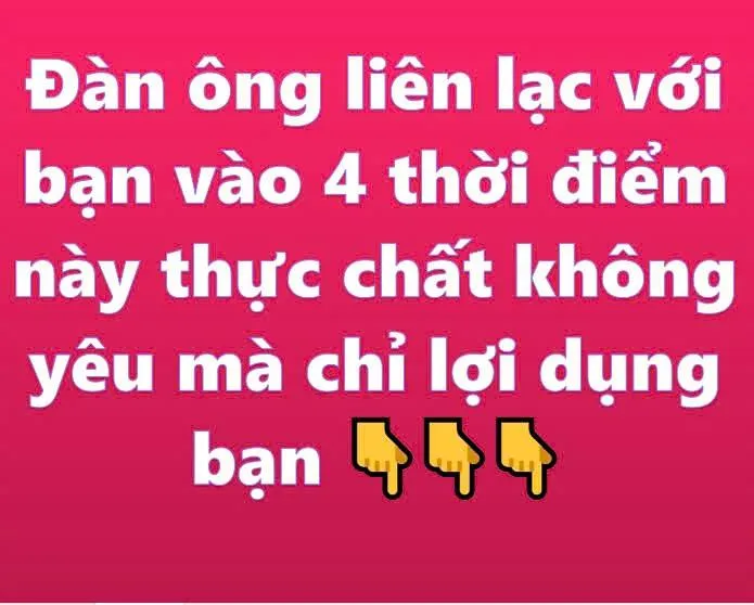 Đàn ông liên lạc với bạn vào 4 thời điểm này thực chất không yêu mà chỉ l/ợi dụng bạn Đàn ông liên lạc với bạn vào 4 thời điểm này thực chất không yêu mà chỉ l/ợi dụng bạn