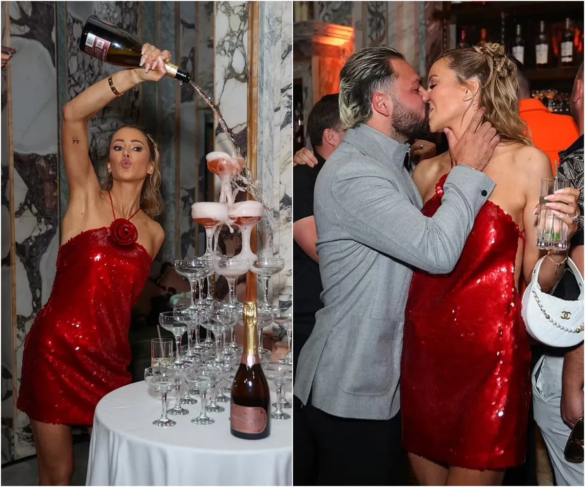 Olivia Attwood stuns in a red mini as she celebrates her 34th birthday with boozy champagne party with her celebrity pals in London's Mayfair - suong Olivia Attwood stuns in a red mini as she celebrates her 34th birthday with boozy champagne party with her celebrity pals in London's Mayfair - suong
