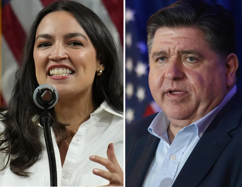 Pritzker and Ocasio-Cortez: A billionaire and a former bartender rise as leaders in the resistance against Trump
