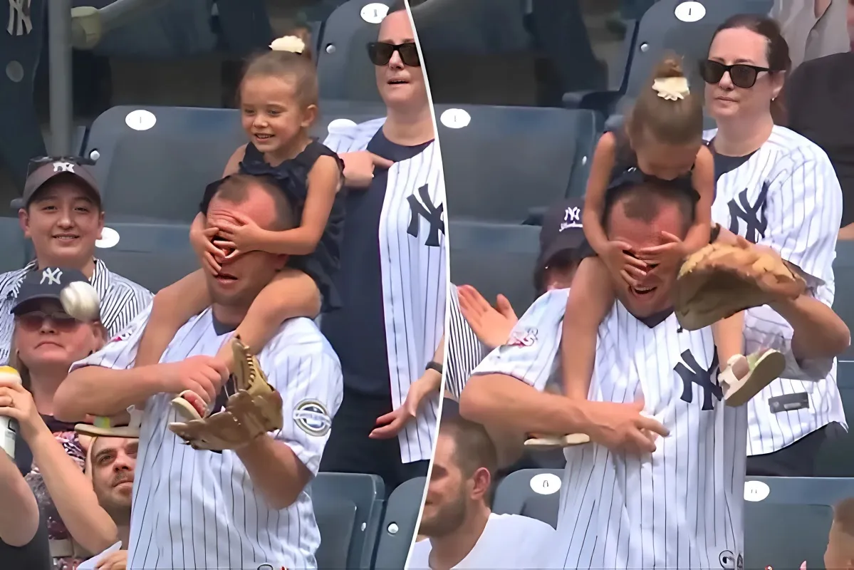 Dad's Incredible Foul Ball Catch at Yankees Game as Daughter Playfully Covers His Eyes -lulu