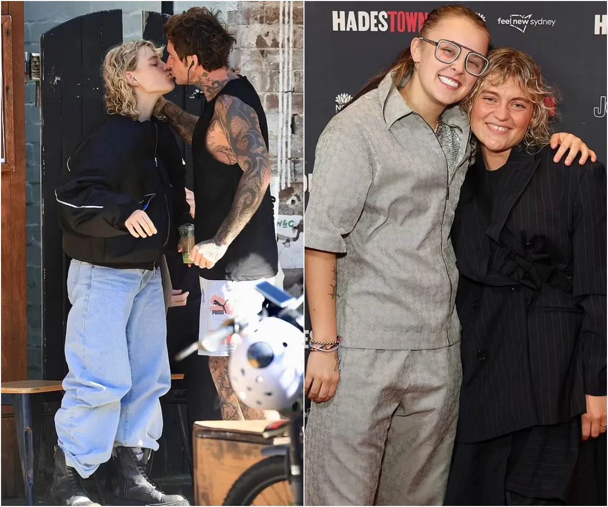 JoJo Siwa's heartbroken ex Kath Ebbs seeks comfort in the arms of a friend as they share a kiss after returning to Australia following their brutal split at Celebrity... - suong