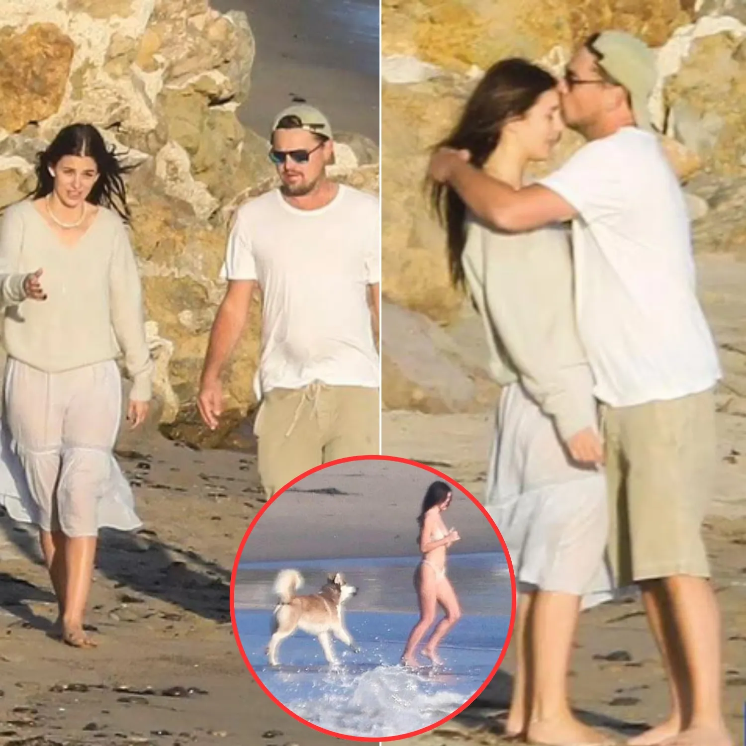 Actor Leonardo DiCaprio and his girlfriend, who is 23 years younger, sweetly caress each other at the beach