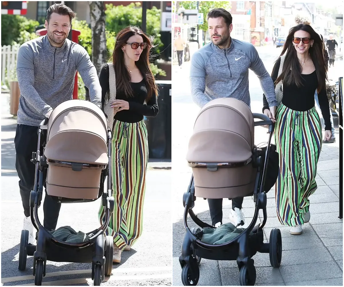 Michelle Keegan and Mark Wright put on a loved-up display as they enjoy family outing in Cheshire with baby daughter Palma - suong
