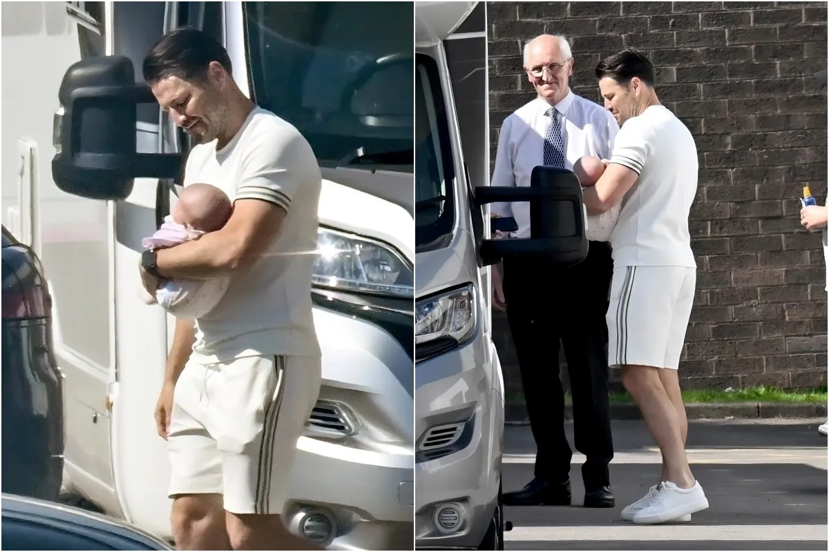 Mark Wright cradles baby Palma as doting dad visits Michelle Keegan on set of Brassic as she films final ngocc