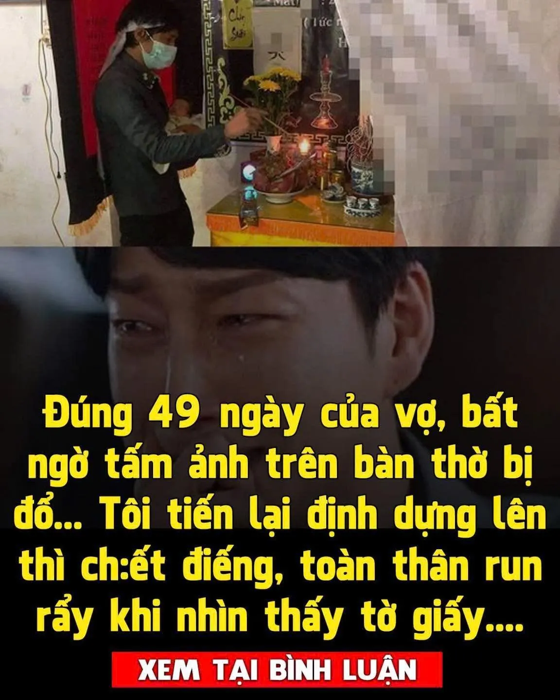 Ng ày đê m ng ồ i kh ó c trước di ảnh v ợ, m ộ t h ô m t ấm ản h tr ên b à n th ờ b ị đ ổ ch ồ ng ch ế t đi ế ng khi ph át hi ện ra sự thật