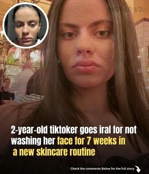 A 22-year-old tiktoker becomes viral after adopting a new “skincare routine” that involves not washing her face for seven weeks. A 22-year-old tiktoker becomes viral after adopting a new “skincare routine” that involves not washing her face for seven weeks.