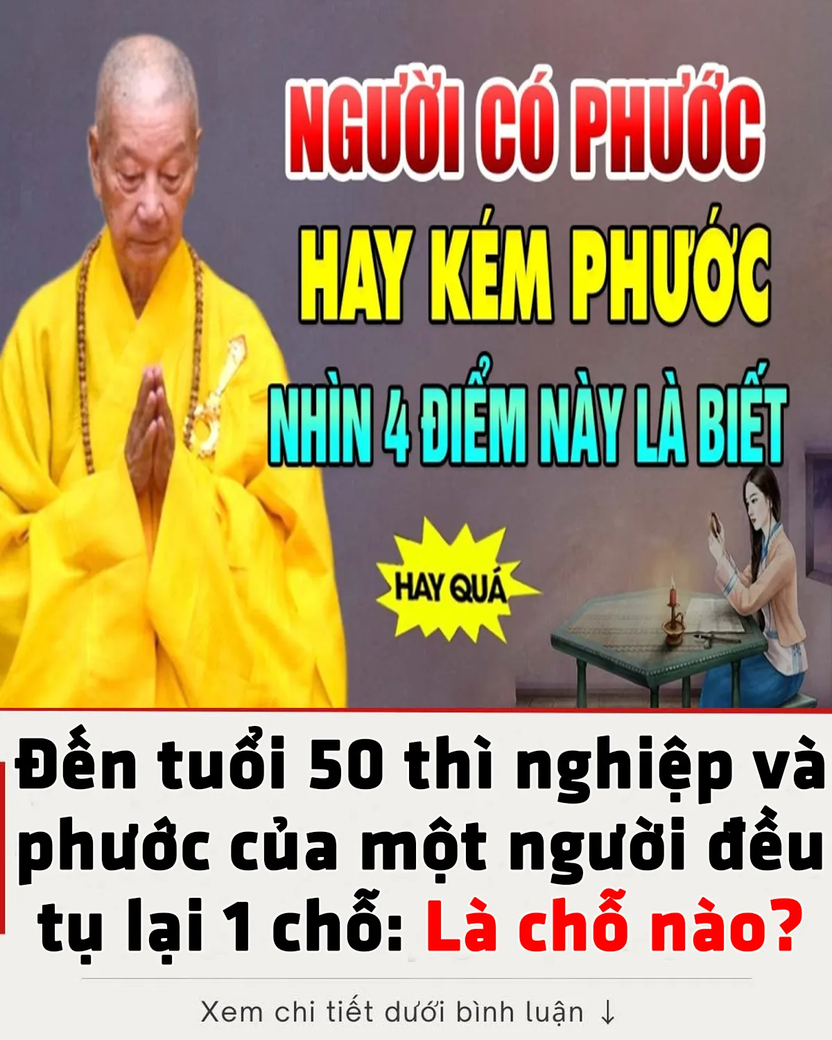 Đến tuổi 50 thì nghiệp và phước của một người đều tụ lại 1 chỗ: Là chỗ nào?