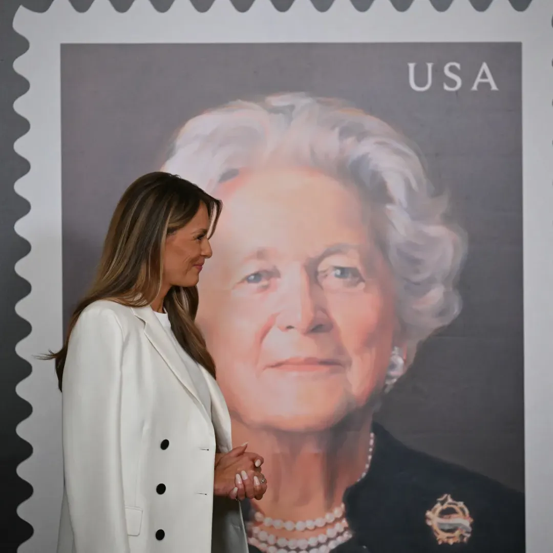 Melania honors Barbara Bush with stamp amid silent Bush family divide