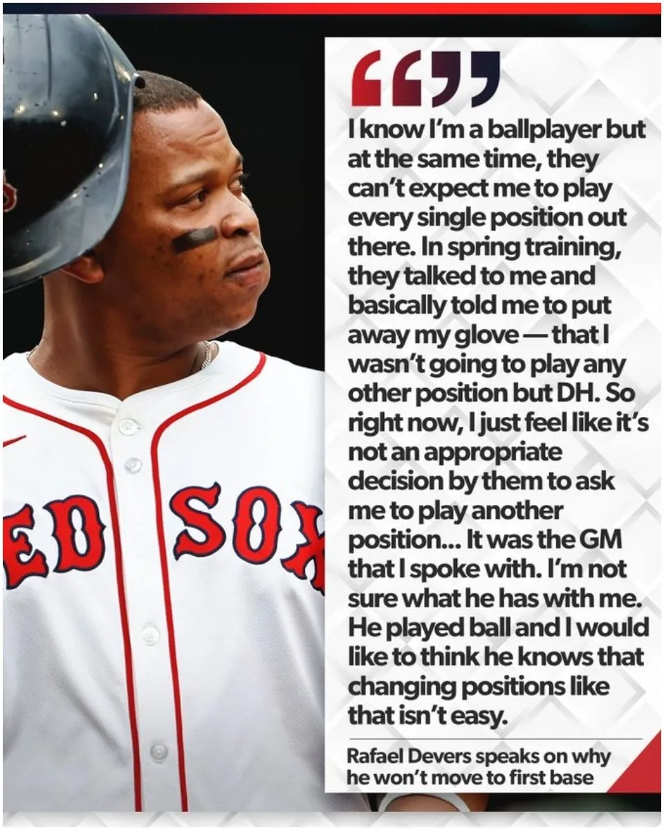 Report: Rafael Devers Reportedly Refusing to Move to First Base Despite Casas Injury