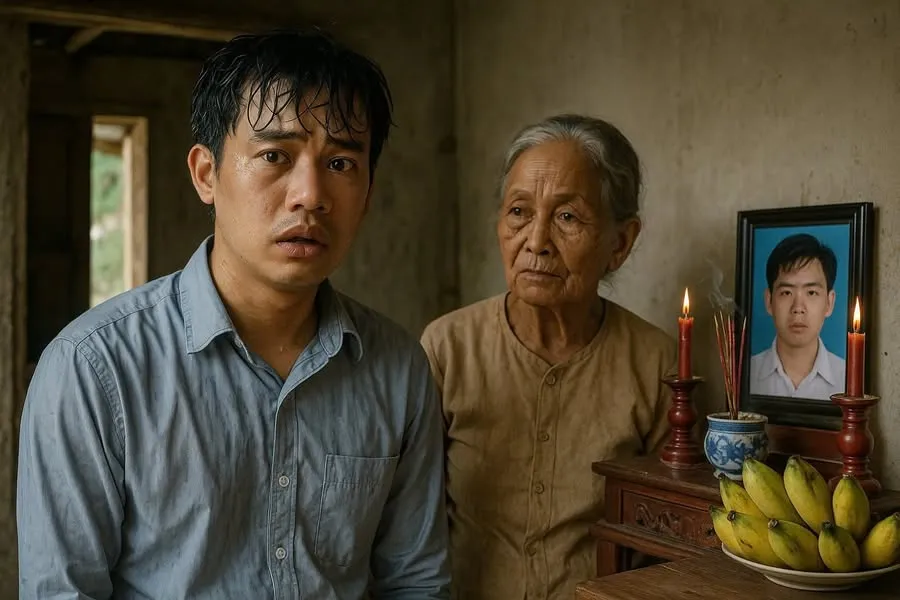 Ai ngờ vừa vào trong cậu sững người khi thấy tấm ảnh thờ giống hệt cậu lúc nhỏ…