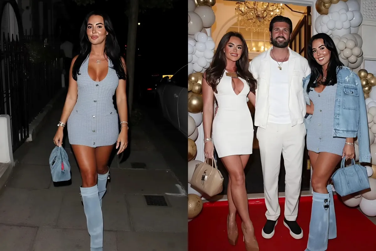 Yazmin Oukhellou flashes her cleavage in a blue minidress as she joins TOWIE co-star Dan Edgar and Mia Sulley at the opening of new hair clinic liennhi Yazmin Oukhellou flashes her cleavage in a blue minidress as she joins TOWIE co-star Dan Edgar and Mia Sulley at the opening of new hair clinic liennhi