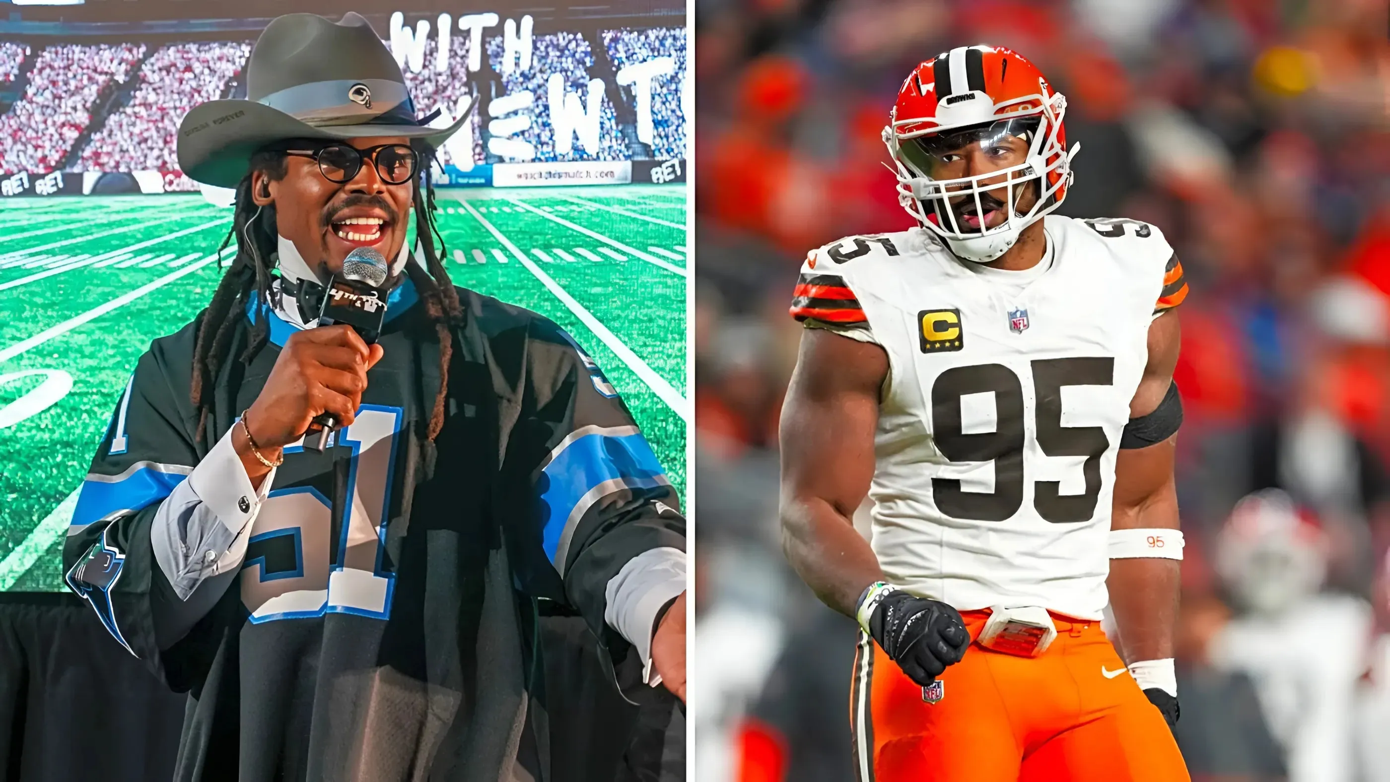 How Cam Newton responded when asked if Myles Garrett was wrong for taking $160 million over winning