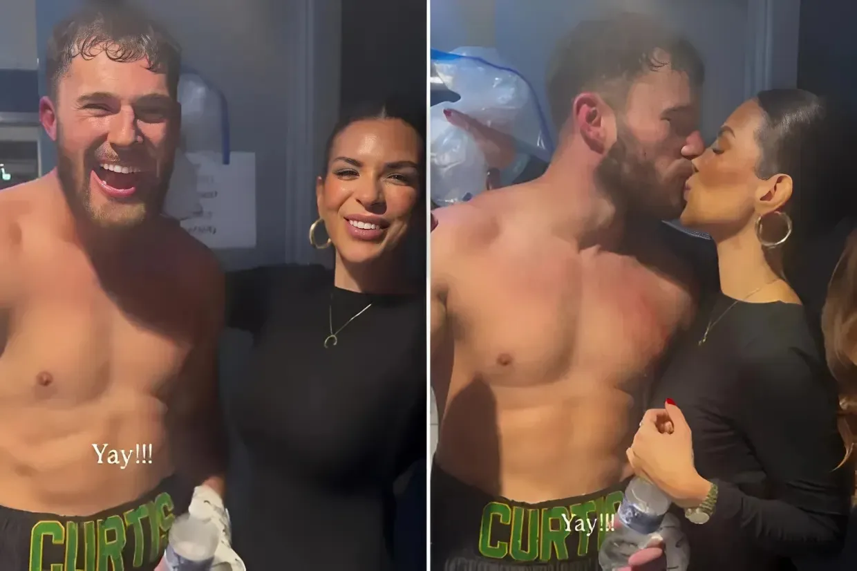 Ekin-Su snogs Curtis Pritchard as she supports Love Island boyfriend backstage at Misfits boxing match