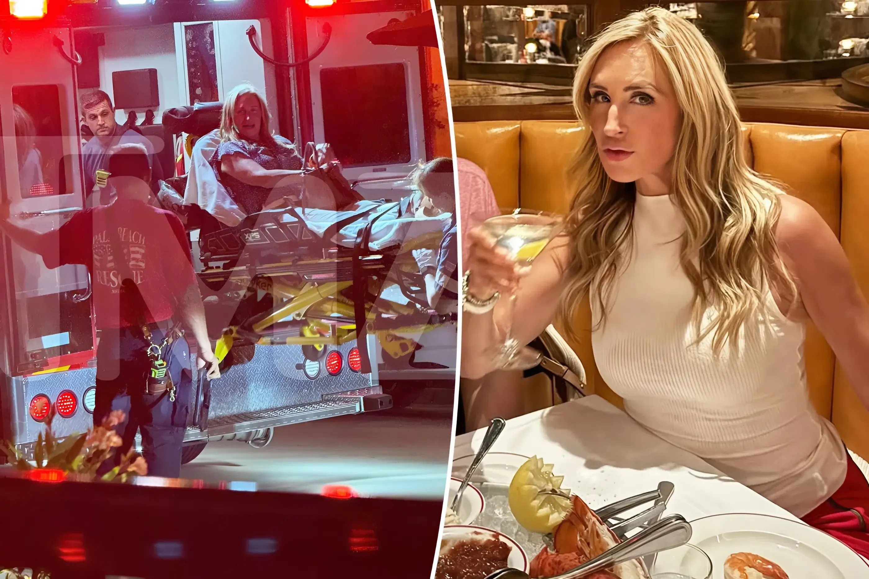 Dramatic Exit: 'RHONYC' Star Sonja Morgan Rushed to Hospital from Florida Restaurant in Ambulance trucc