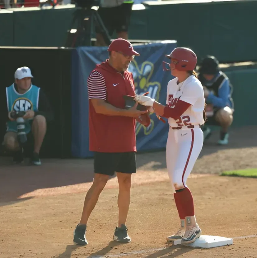 Why Alabama’s softball coach had to catch a ride to Rhoads Stadium for NCAA Tournament win