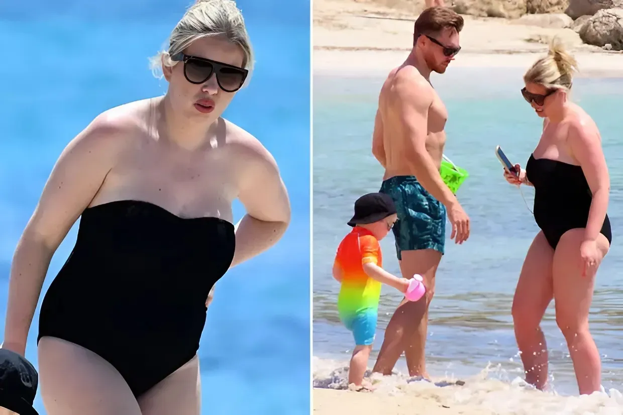 Love Island’s Amy Hart looks amazing in strapless swimsuit as she hits the beach on family holiday